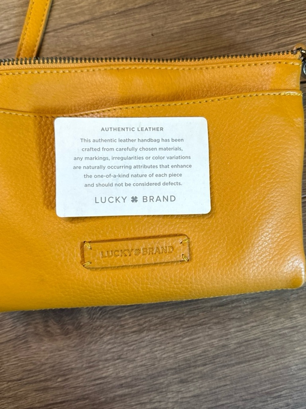 Lucky Brand Mustard Yellow Leather Wristlet Clutch